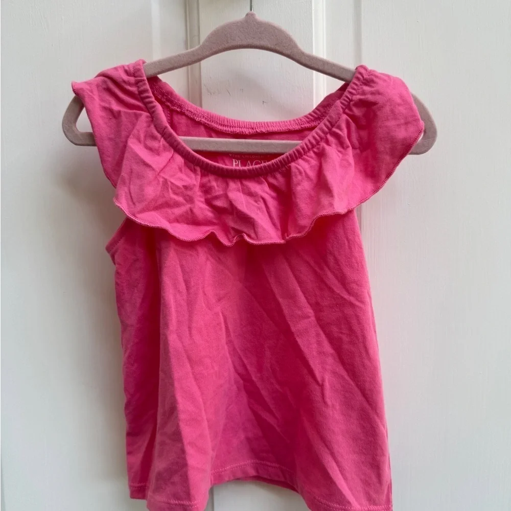 NWOT The Children's Place 2T Girls Pink Ruffle Short Sleeve Blouse Top
